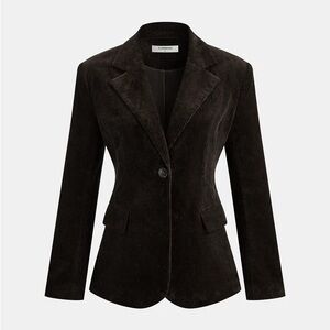 CoMMENSE Corduroy Wide-Shoulder Fitted Blazer COLOR - Dark Brown Size Small NWT